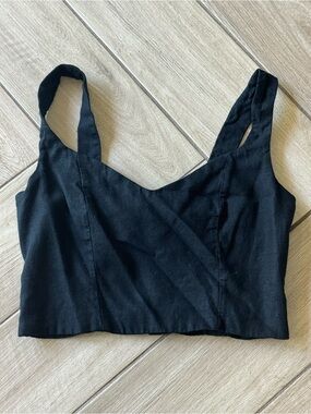 a new day Black Cropped Square Neck Tank Top